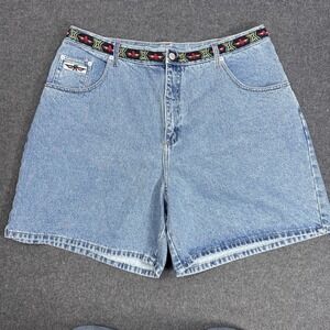 Adriana Sport Vintage Denim Shorts Embroidered Waistband Womens 22W